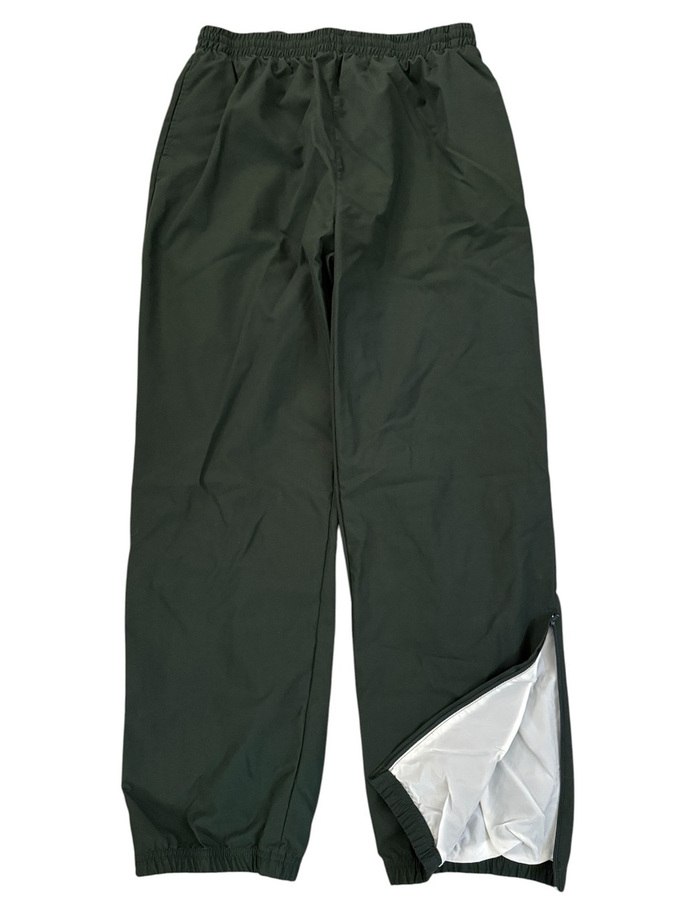 Champion Y2K Nylon Track Pants Green Baggy Ankle Zip Medium